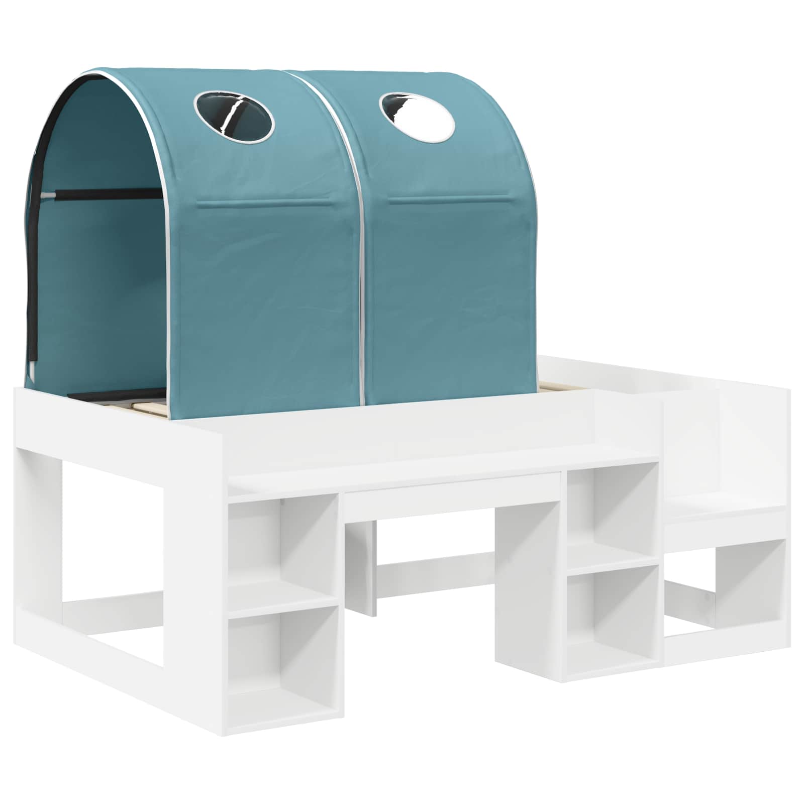 Lit avec Tunnel 3 pc Blanc et bleu clair Bois d'ingénierie - XIOS