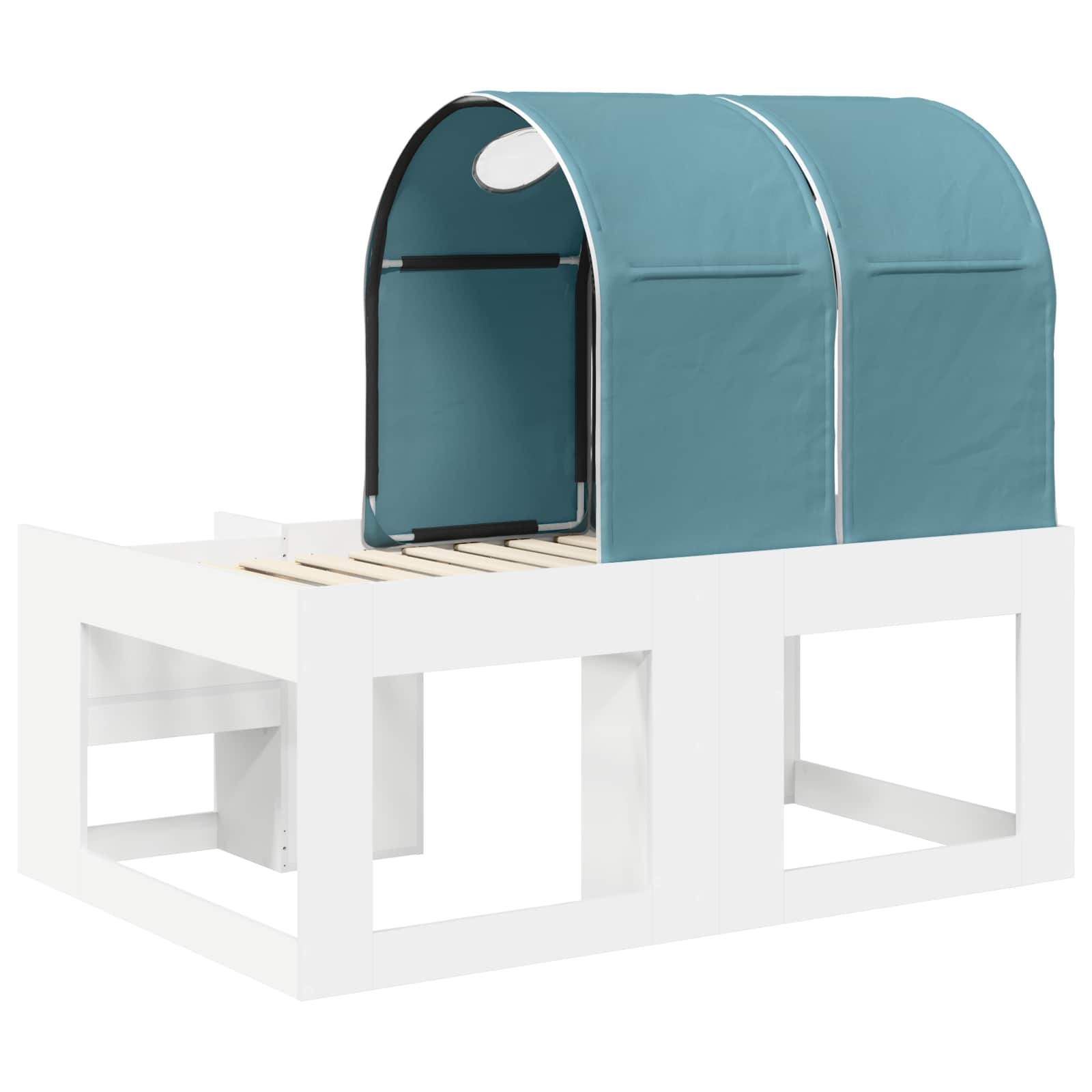 Lit avec Tunnel 3 pc Blanc et bleu clair Bois d'ingénierie - XIOS