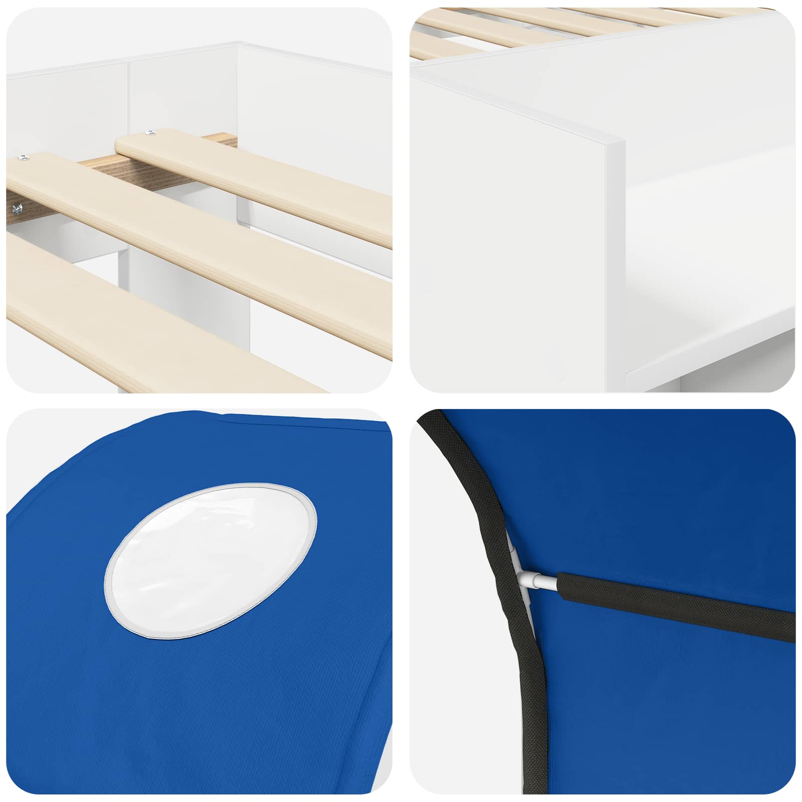 Lit avec Tunnel 3 pc Blanc et bleu Bois d'ingénierie - XIOS