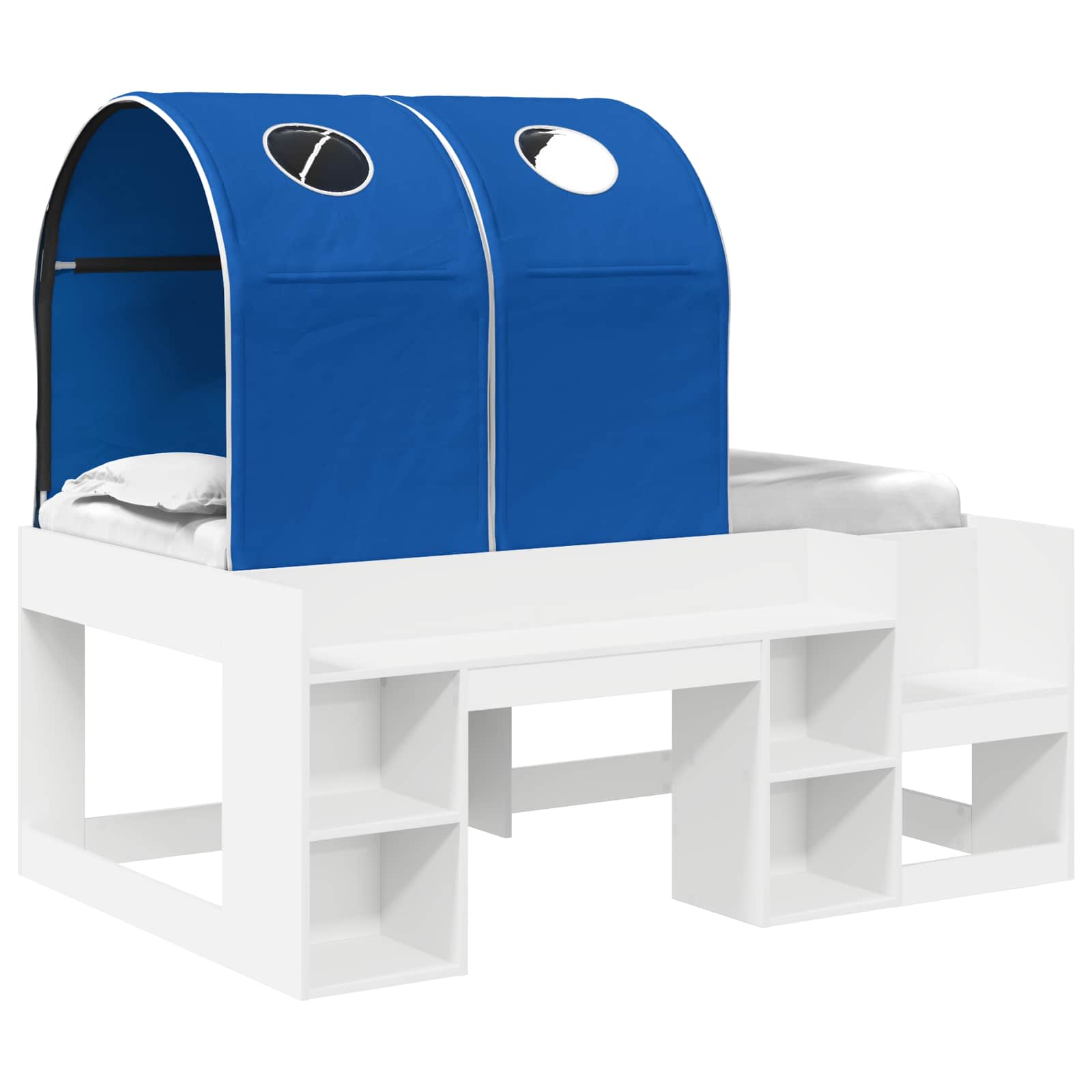 Lit avec Tunnel 3 pc Blanc et bleu Bois d'ingénierie - XIOS