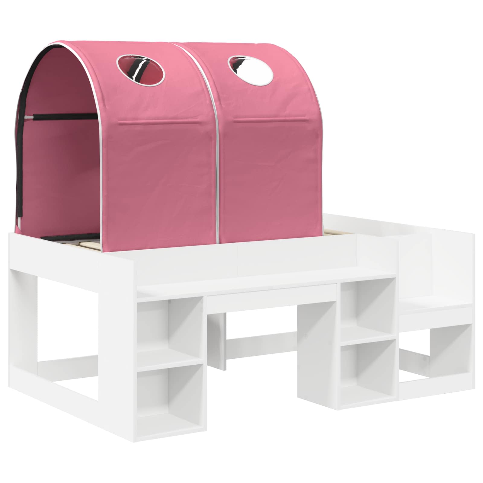 Lit avec Tunnel 3 pc Blanc et rose Bois d'ingénierie - XIOS
