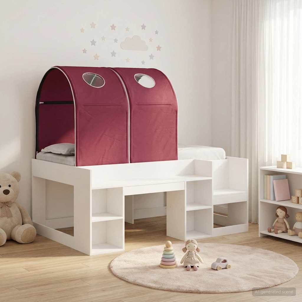 Lit avec Tunnel 4 pcs Blanc et rouge Bois d'ingénierie - XIOS