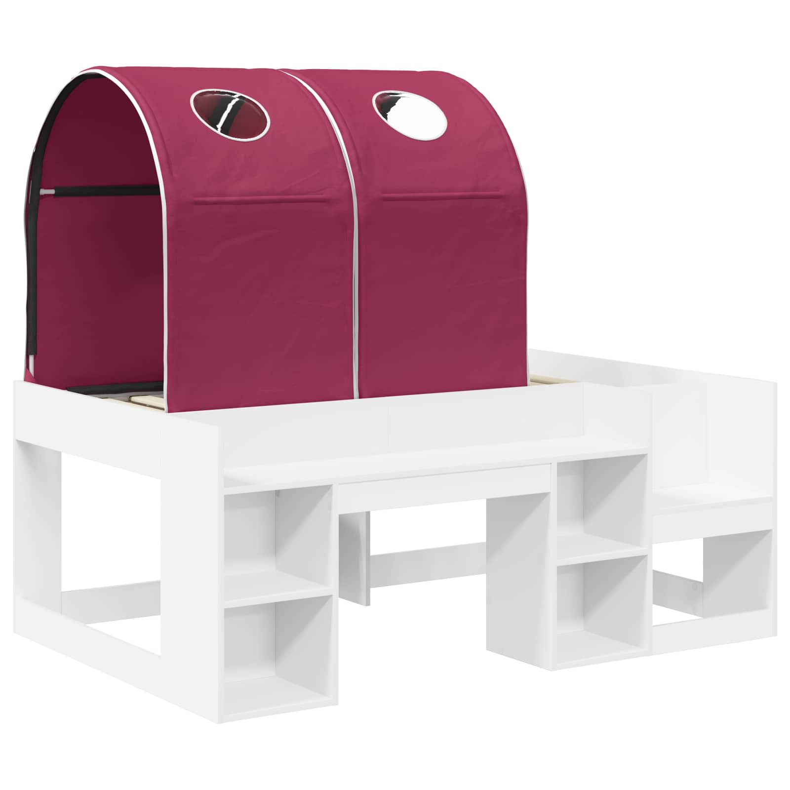 Lit avec Tunnel 3 pc Blanc et rouge Bois d'ingénierie - XIOS