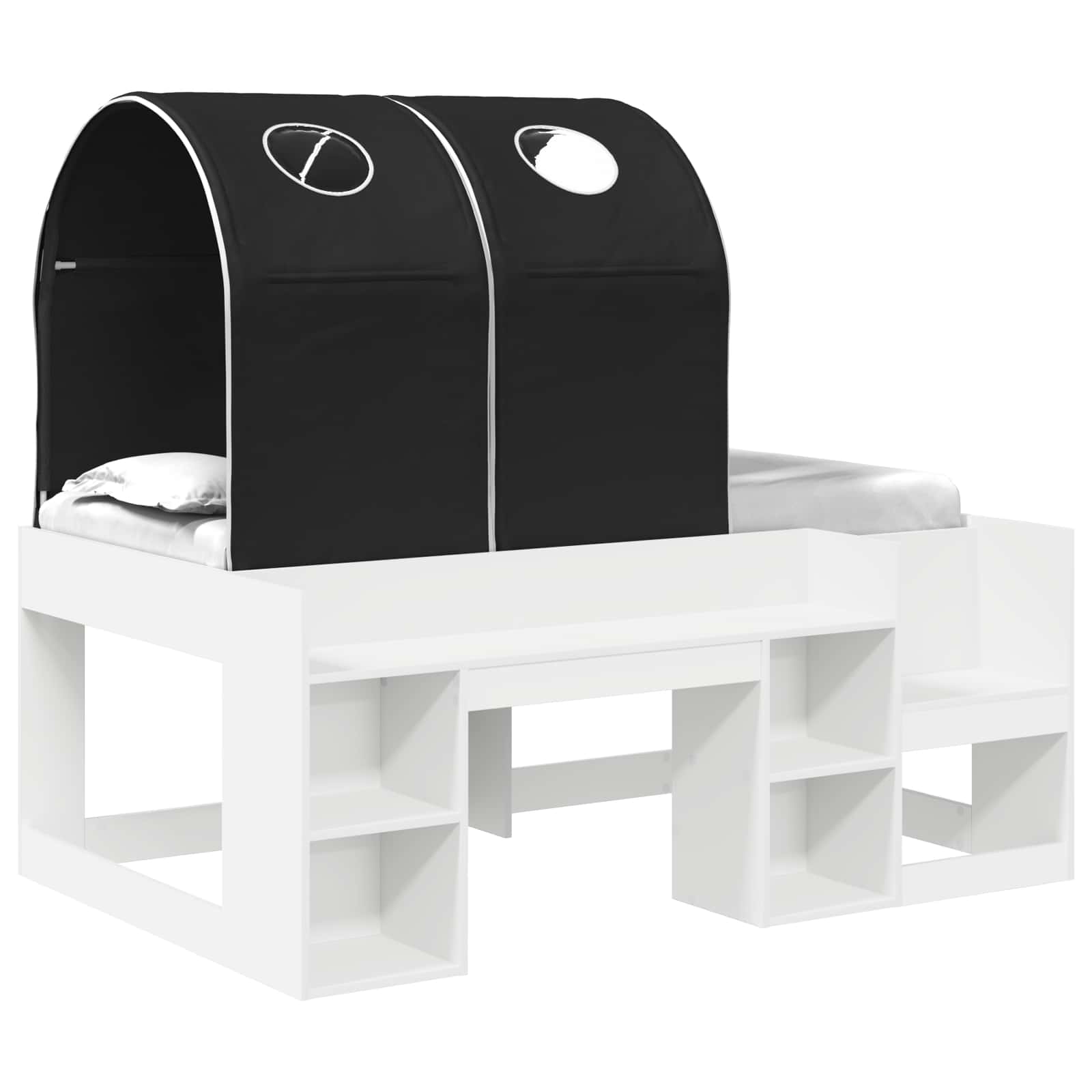 Lit avec Tunnel 3 pc Blanc et noir Bois d'ingénierie - XIOS