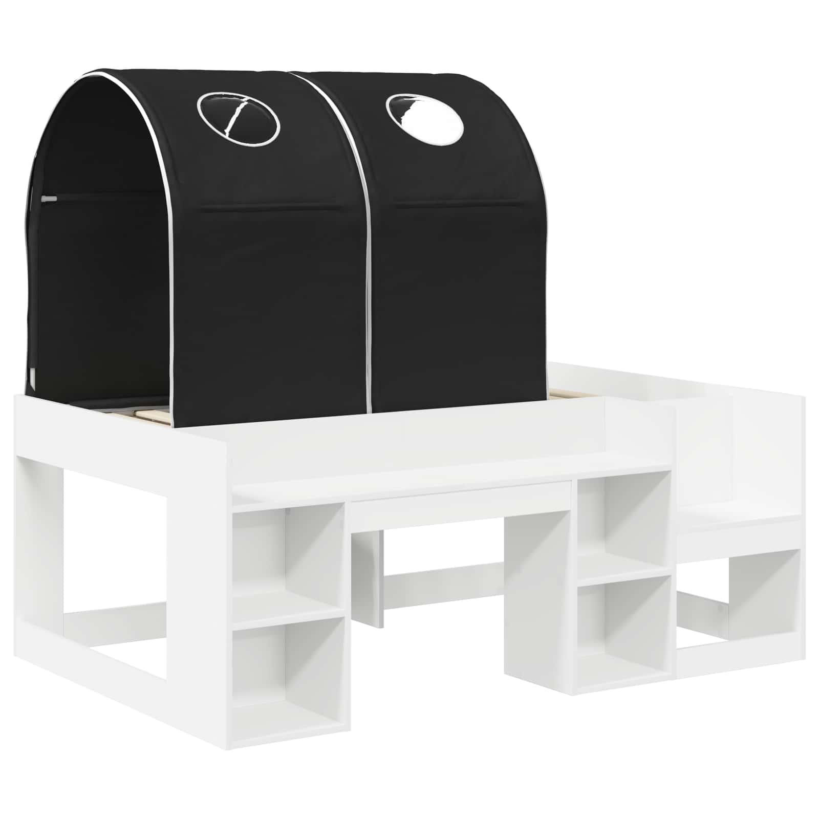Lit avec Tunnel 3 pc Blanc et noir Bois d'ingénierie - XIOS
