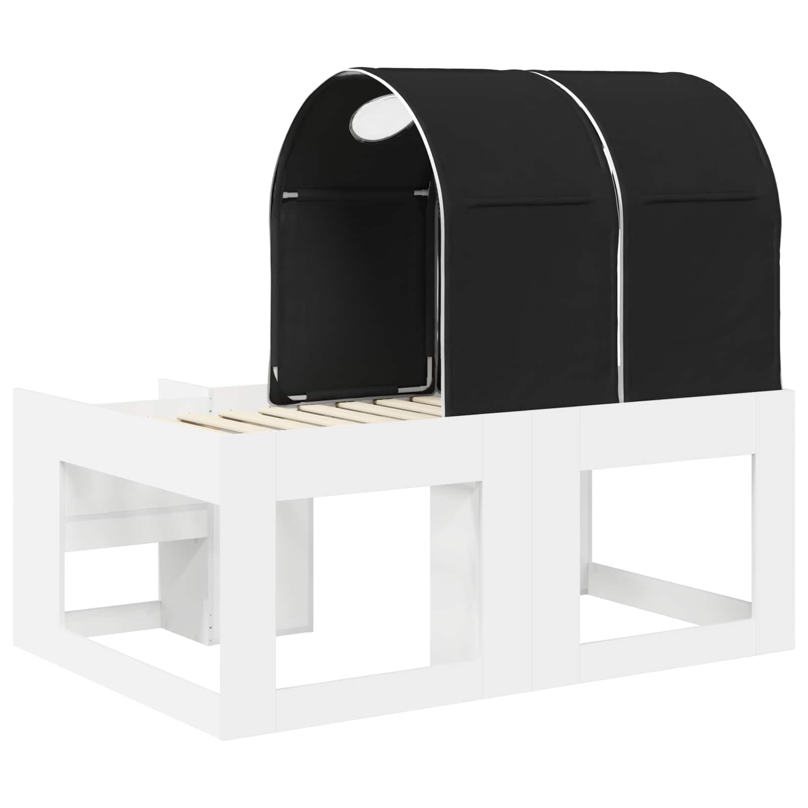 Lit avec Tunnel 3 pc Blanc et noir Bois d'ingénierie - XIOS