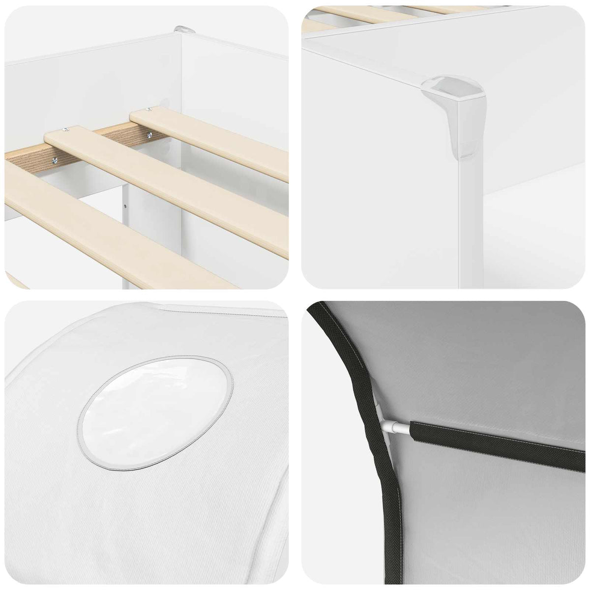 Lit avec Tunnel avec étagère 3 pc Blanc Bois d'ingénierie - XIOS