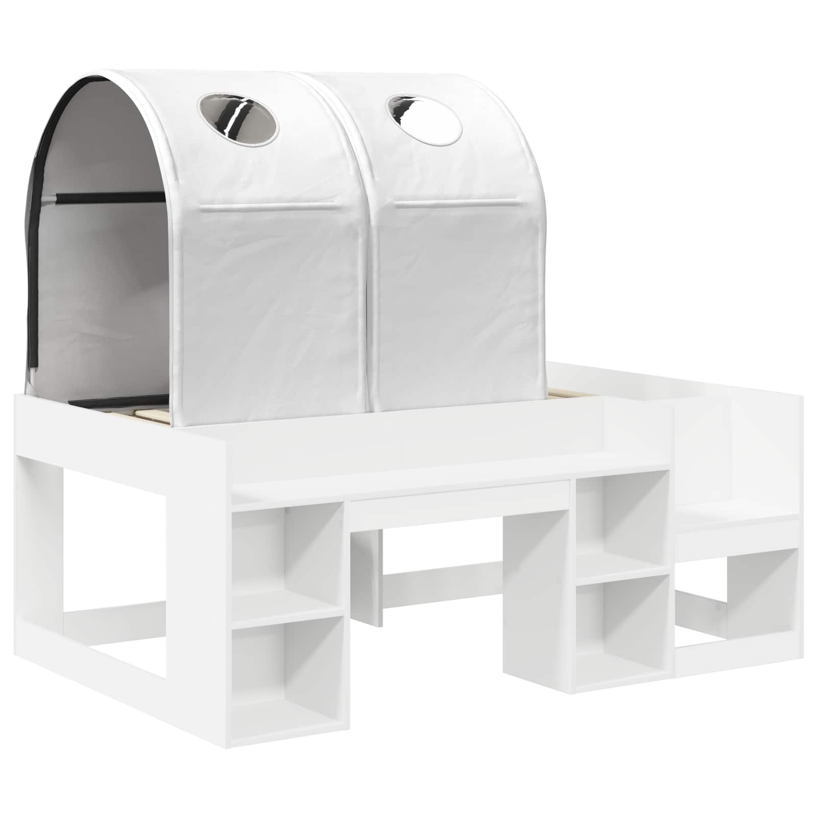 Lit avec Tunnel avec étagère 3 pc Blanc Bois d'ingénierie - XIOS