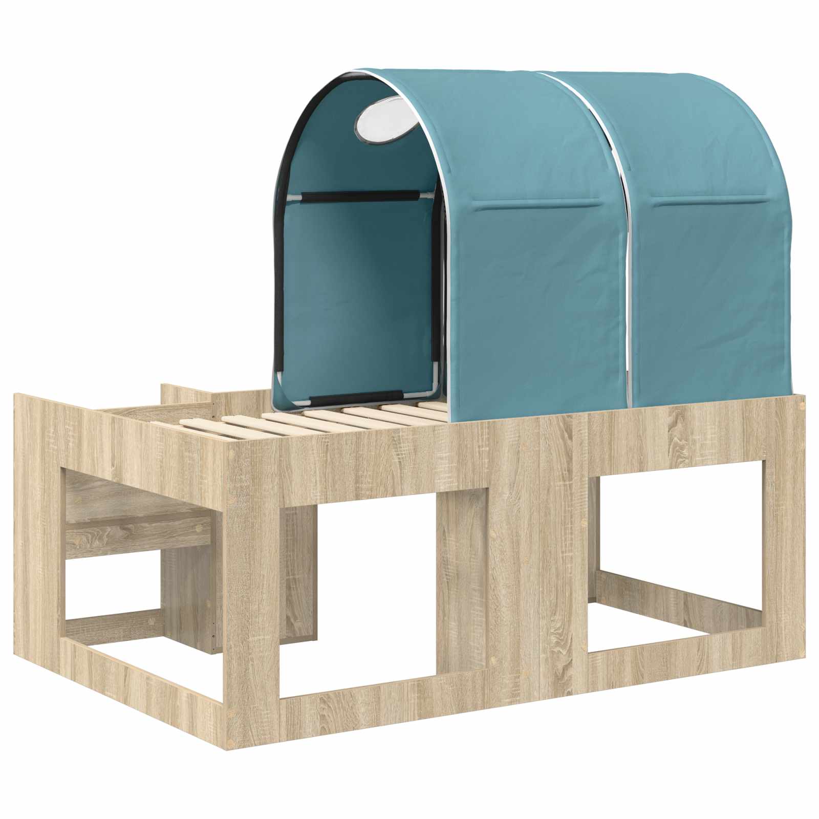 Lit avec Tunnel avec étagère 3 pc Chêne Sonoma et bleu clair - XIOS