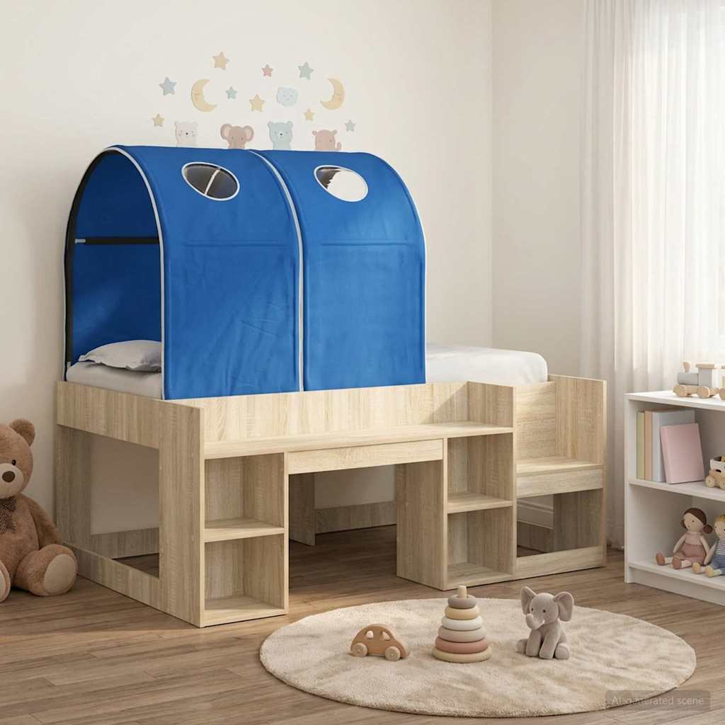 Lit avec Tunnel 3 pc Chêne Sonoma et bleu Bois d'ingénierie - XIOS