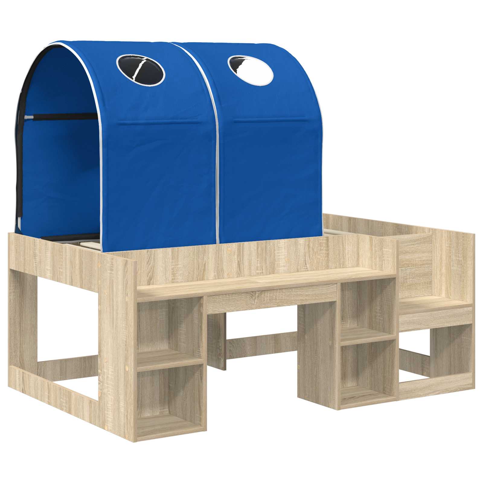 Lit avec Tunnel 3 pc Chêne Sonoma et bleu Bois d'ingénierie - XIOS