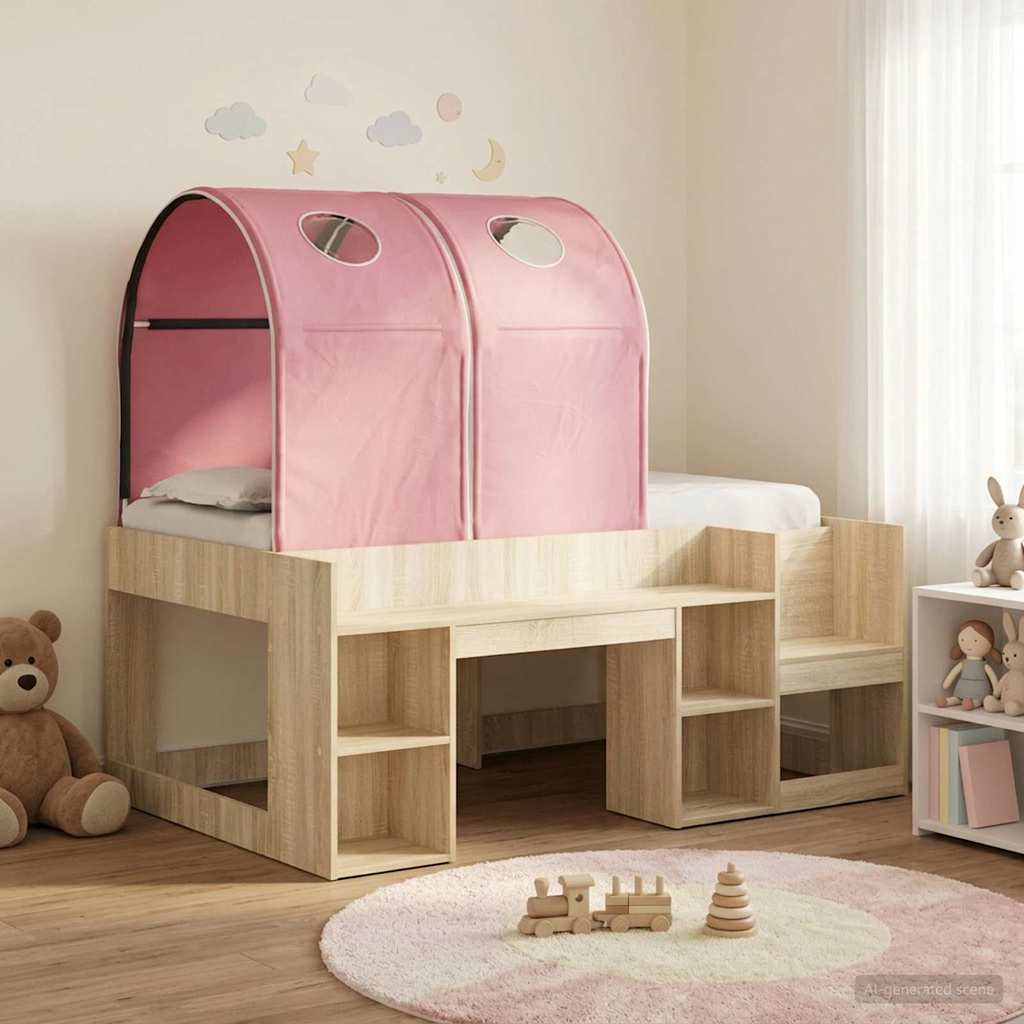 Lit avec Tunnel 3 pc Chêne Sonoma et rose Bois d'ingénierie - XIOS