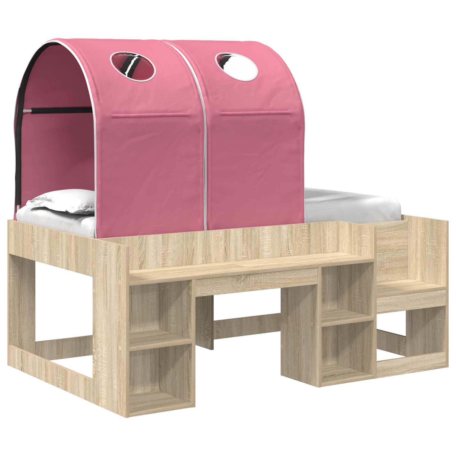 Lit avec Tunnel 3 pc Chêne Sonoma et rose Bois d'ingénierie - XIOS