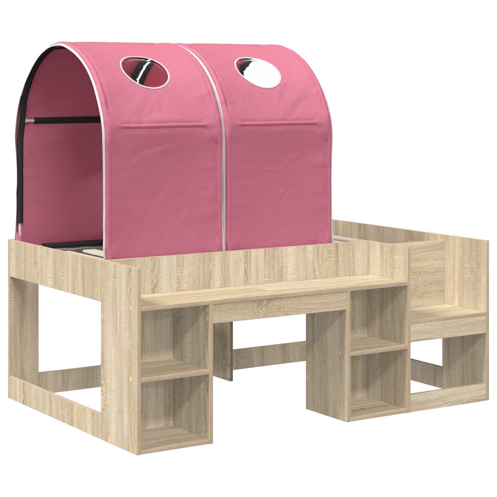 Lit avec Tunnel 3 pc Chêne Sonoma et rose Bois d'ingénierie - XIOS