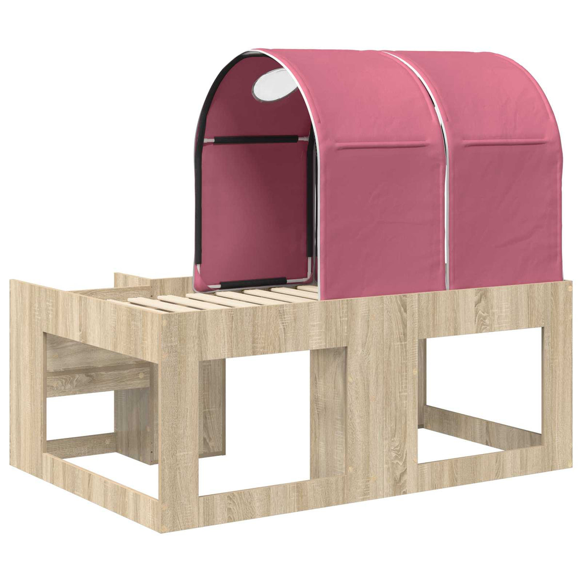 Lit avec Tunnel 3 pc Chêne Sonoma et rose Bois d'ingénierie - XIOS