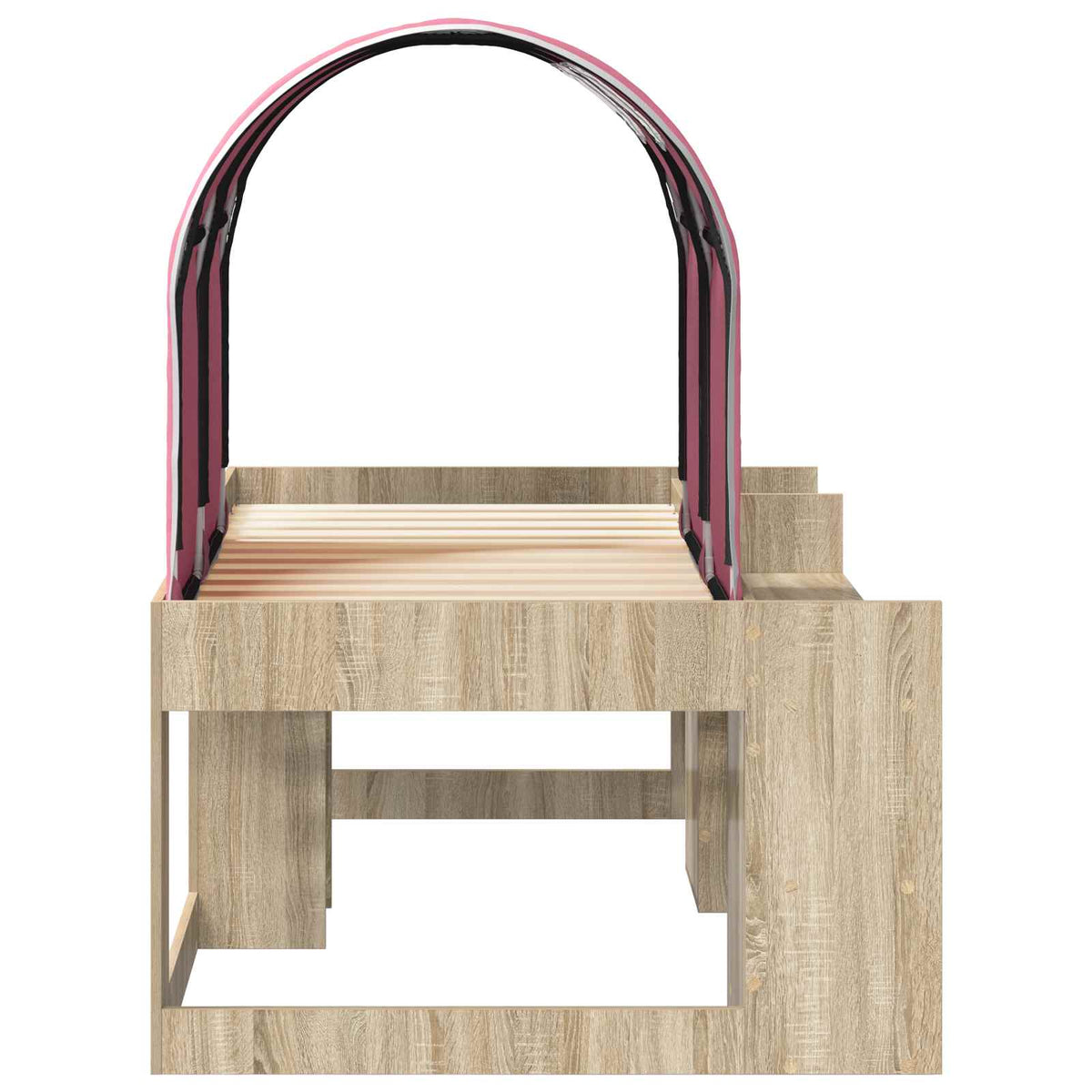 Lit avec Tunnel 3 pc Chêne Sonoma et rose Bois d'ingénierie - XIOS