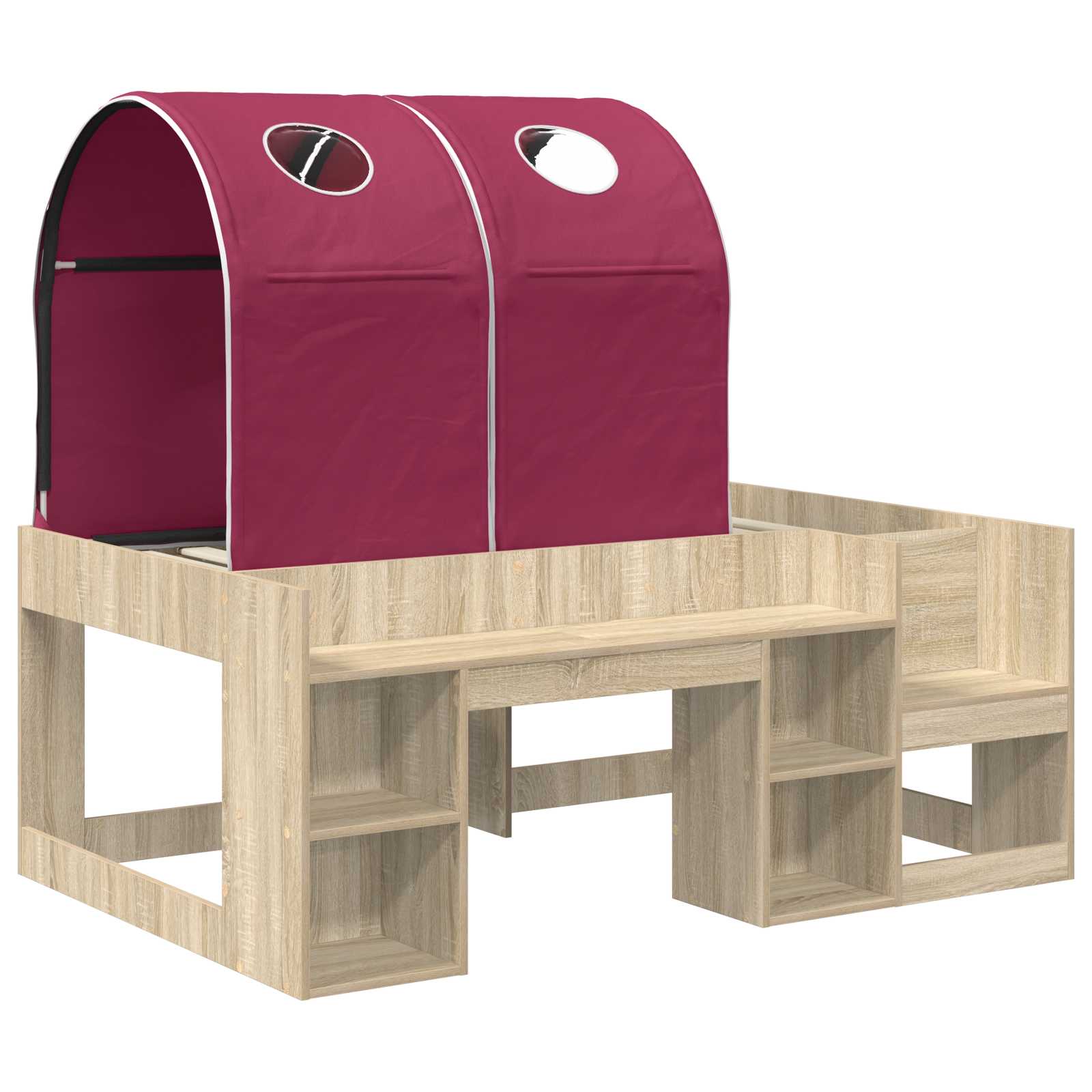 Lit avec Tunnel 3 pc Chêne Sonoma et rouge Bois d'ingénierie - XIOS