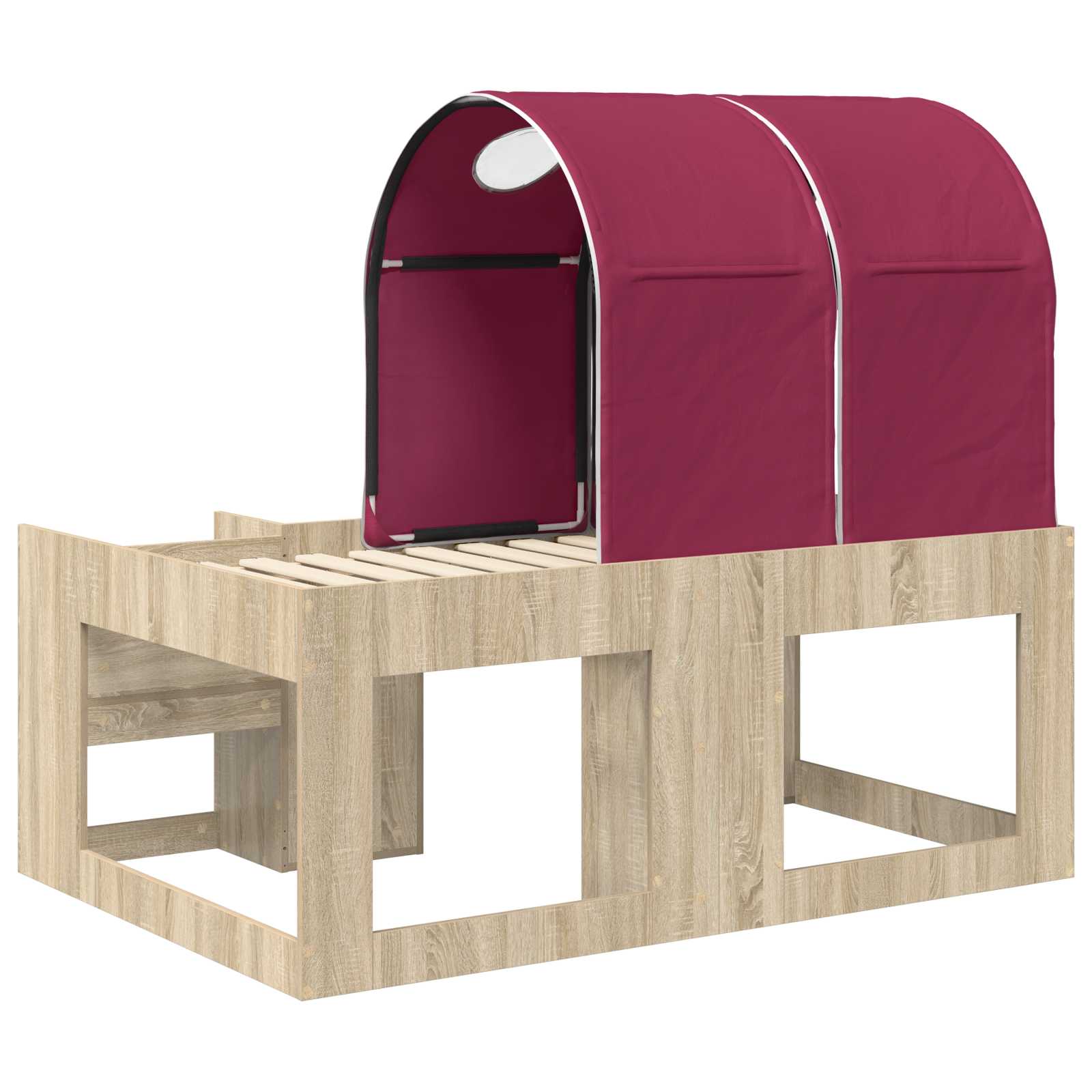 Lit avec Tunnel 3 pc Chêne Sonoma et rouge Bois d'ingénierie - XIOS