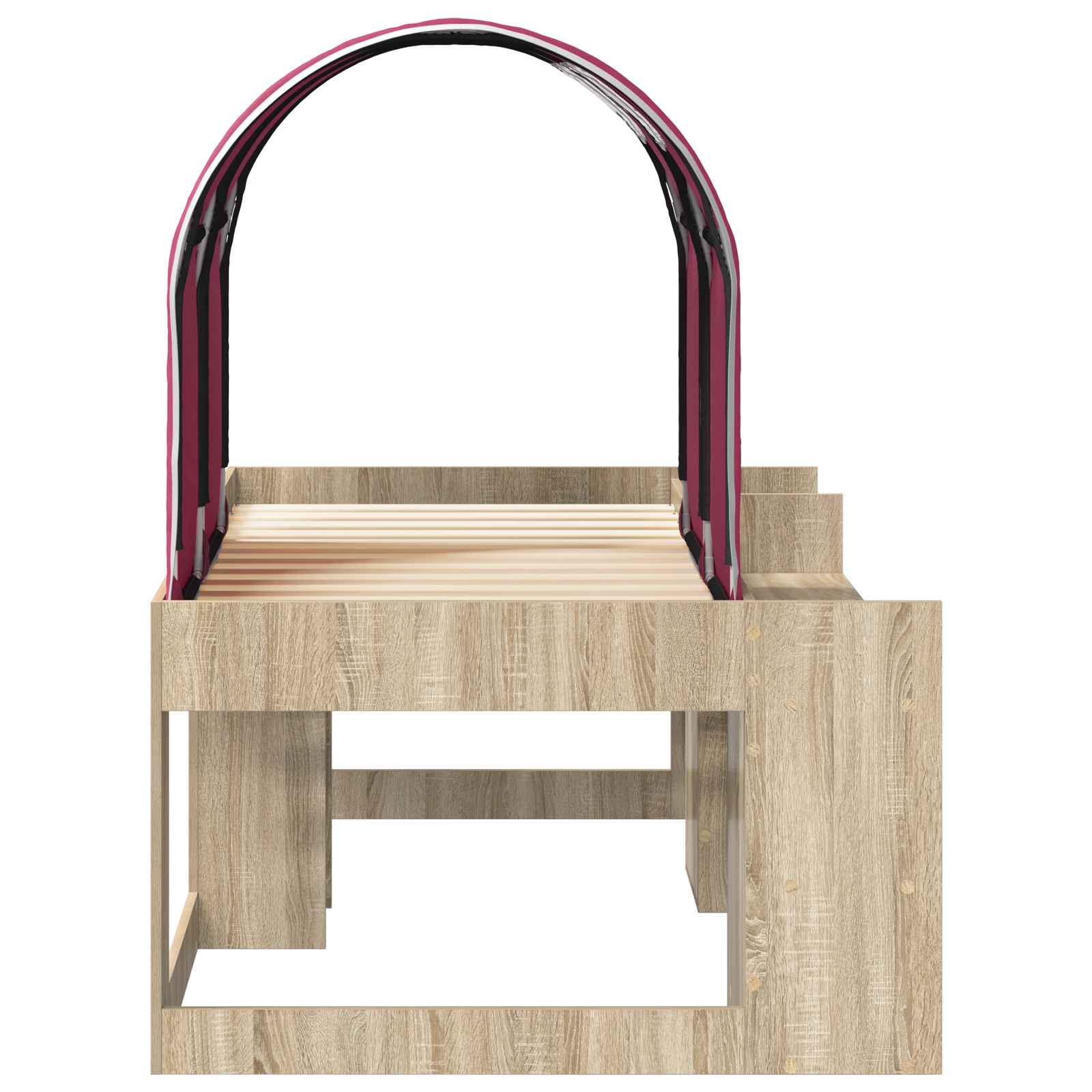 Lit avec Tunnel 3 pc Chêne Sonoma et rouge Bois d'ingénierie - XIOS