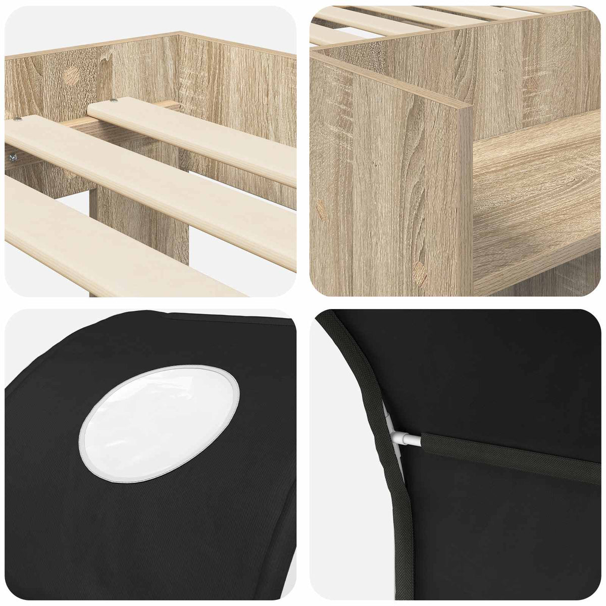 Lit avec Tunnel 3 pc Chêne Sonoma et noir Bois d'ingénierie - XIOS