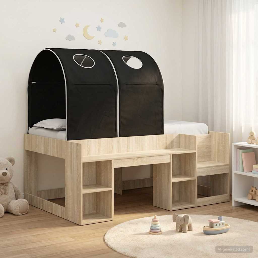 Lit avec Tunnel 3 pc Chêne Sonoma et noir Bois d'ingénierie - XIOS