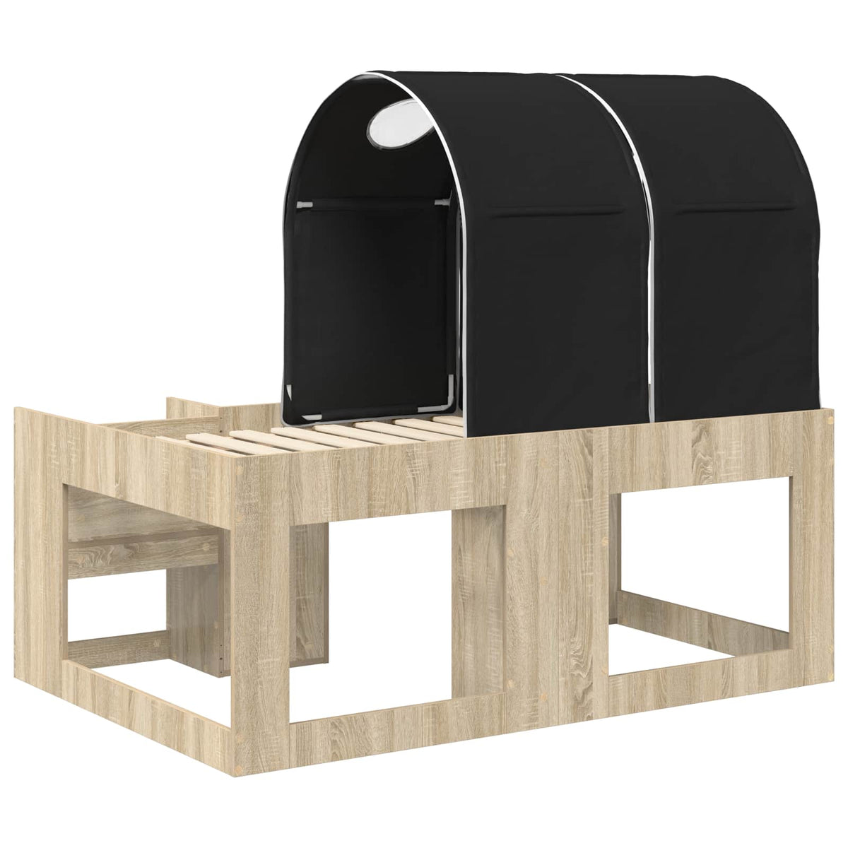 Lit avec Tunnel 3 pc Chêne Sonoma et noir Bois d'ingénierie - XIOS