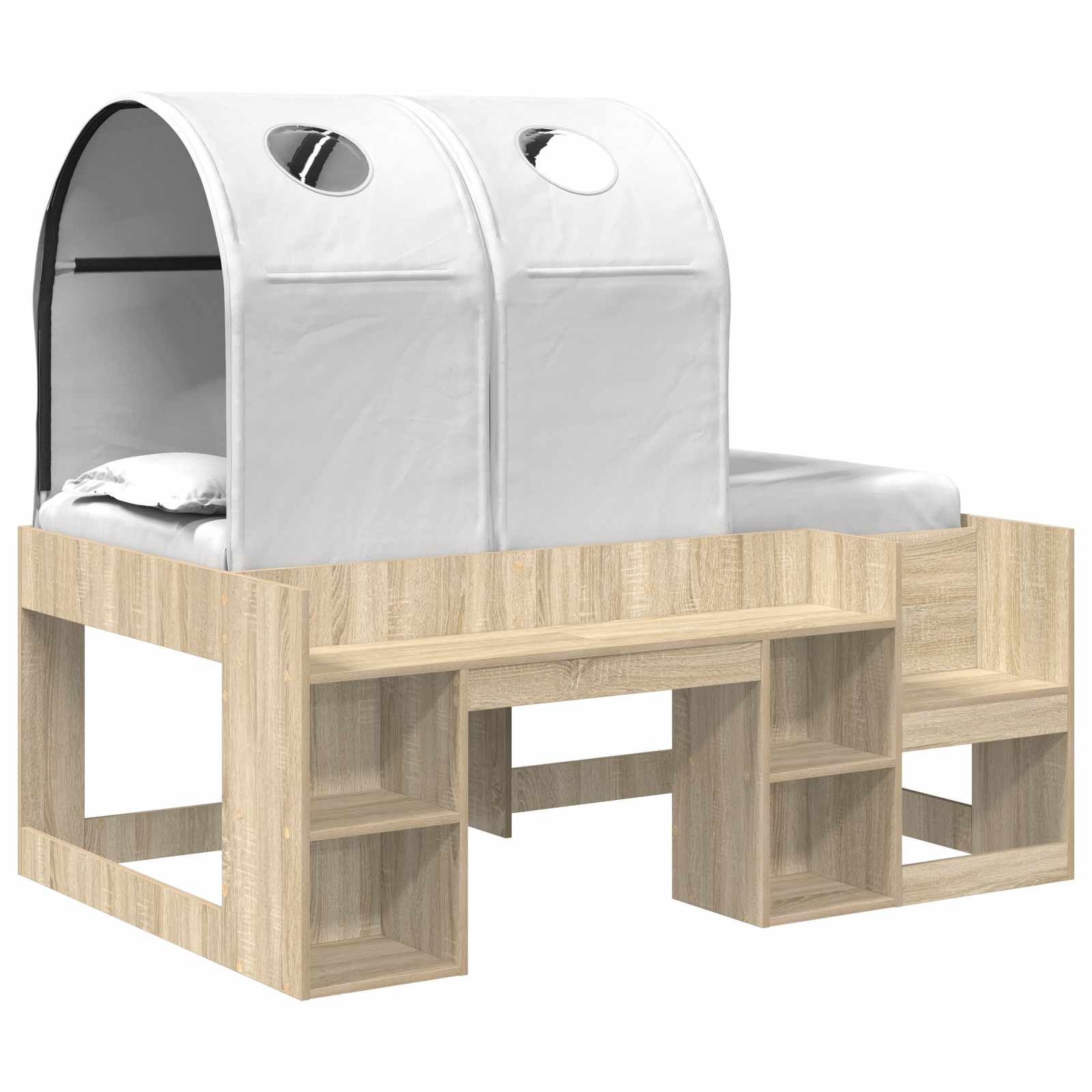 Lit avec Tunnel 3 pc Chêne Sonoma et blanc Bois d'ingénierie
