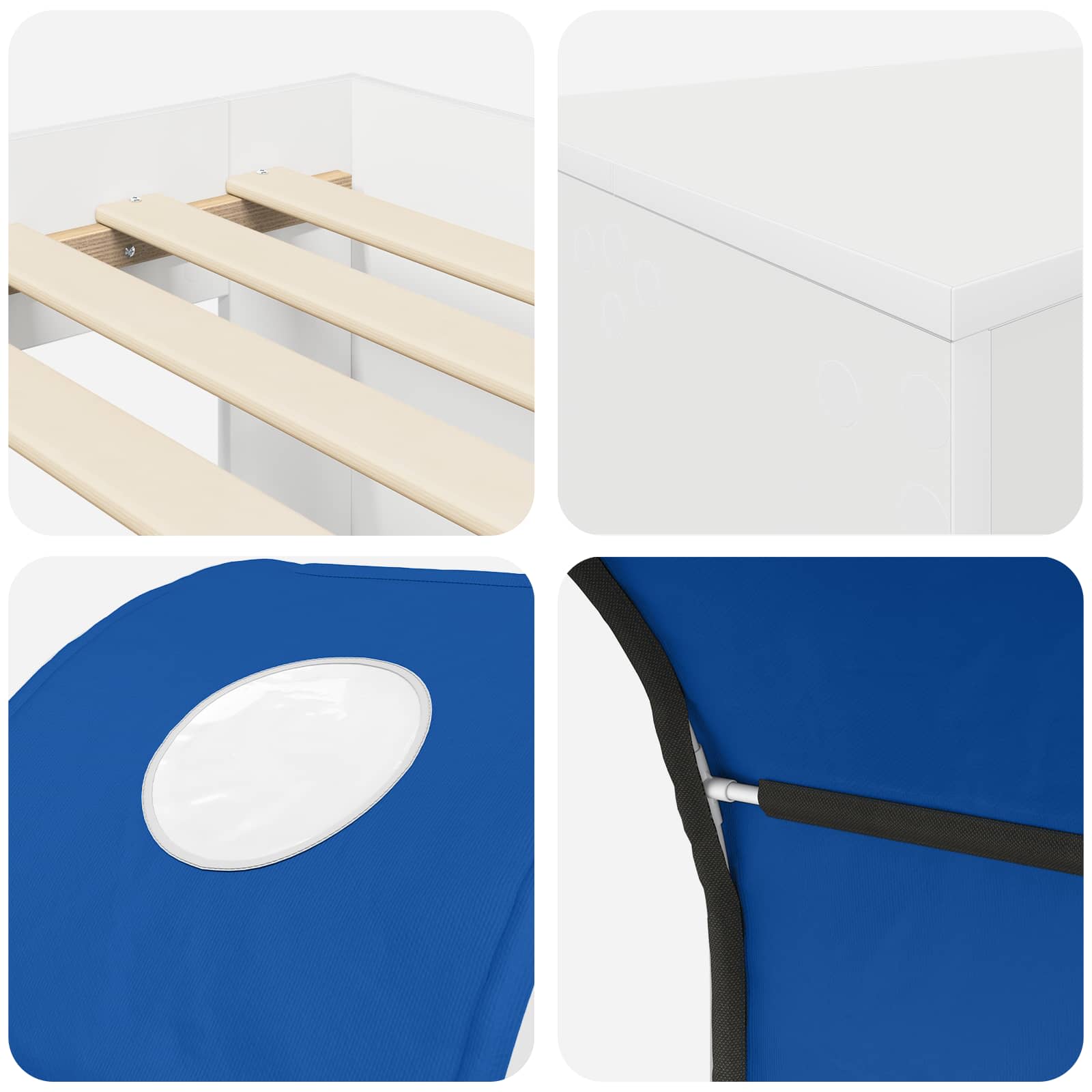 Lit avec Tunnel 4 pcs Chêne Artisanal et Bleu Bois d'ingénierie - XIOS