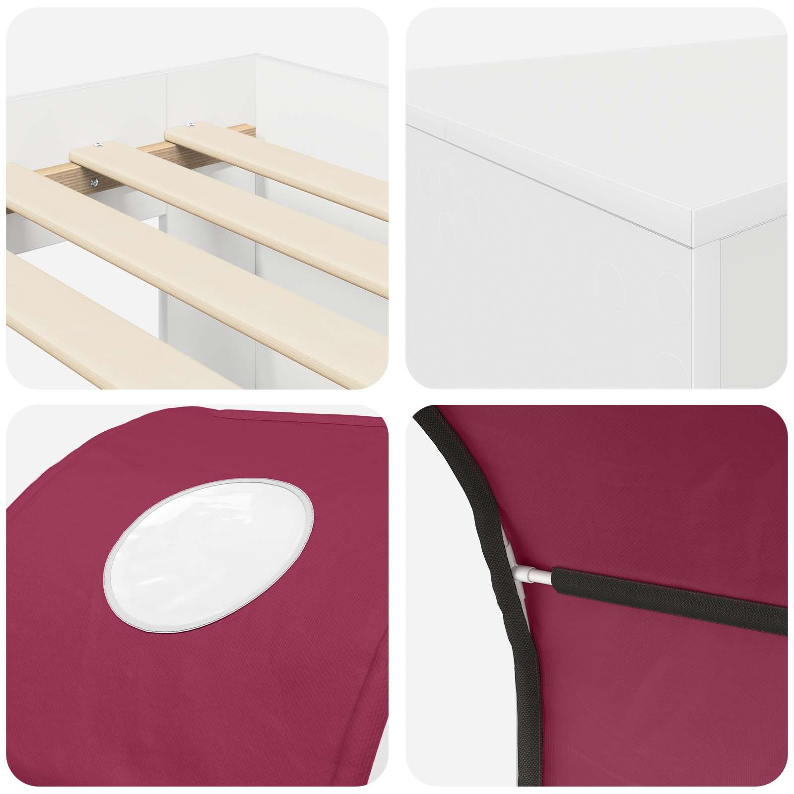 Lit avec Tunnel 4 pcs Chêne Artisanal et Rouge - XIOS
