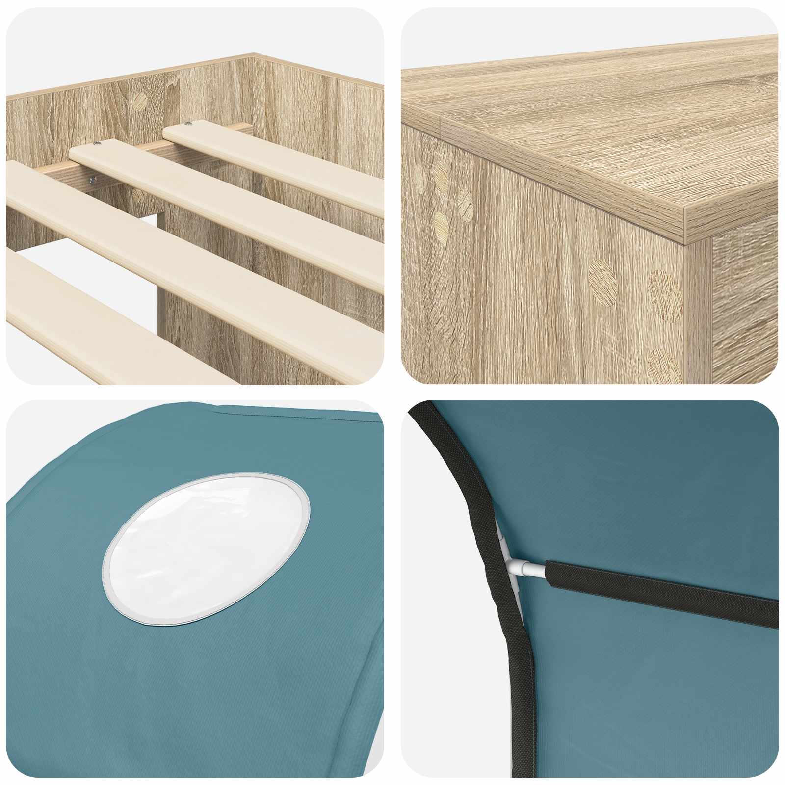 Lit avec Tunnel 3 pc Chêne Sonoma et bleu clair - XIOS