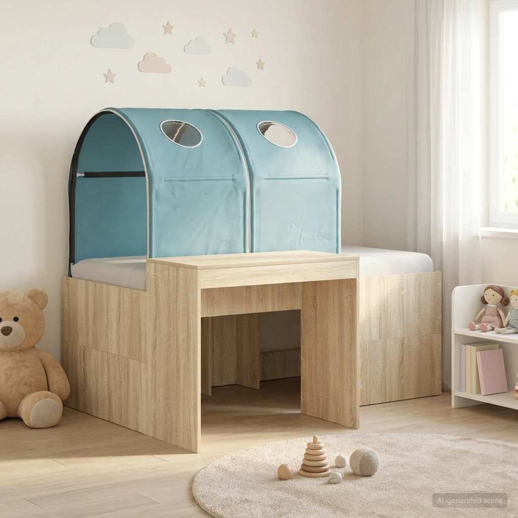Lit avec Tunnel 3 pc Chêne Sonoma et bleu clair - XIOS