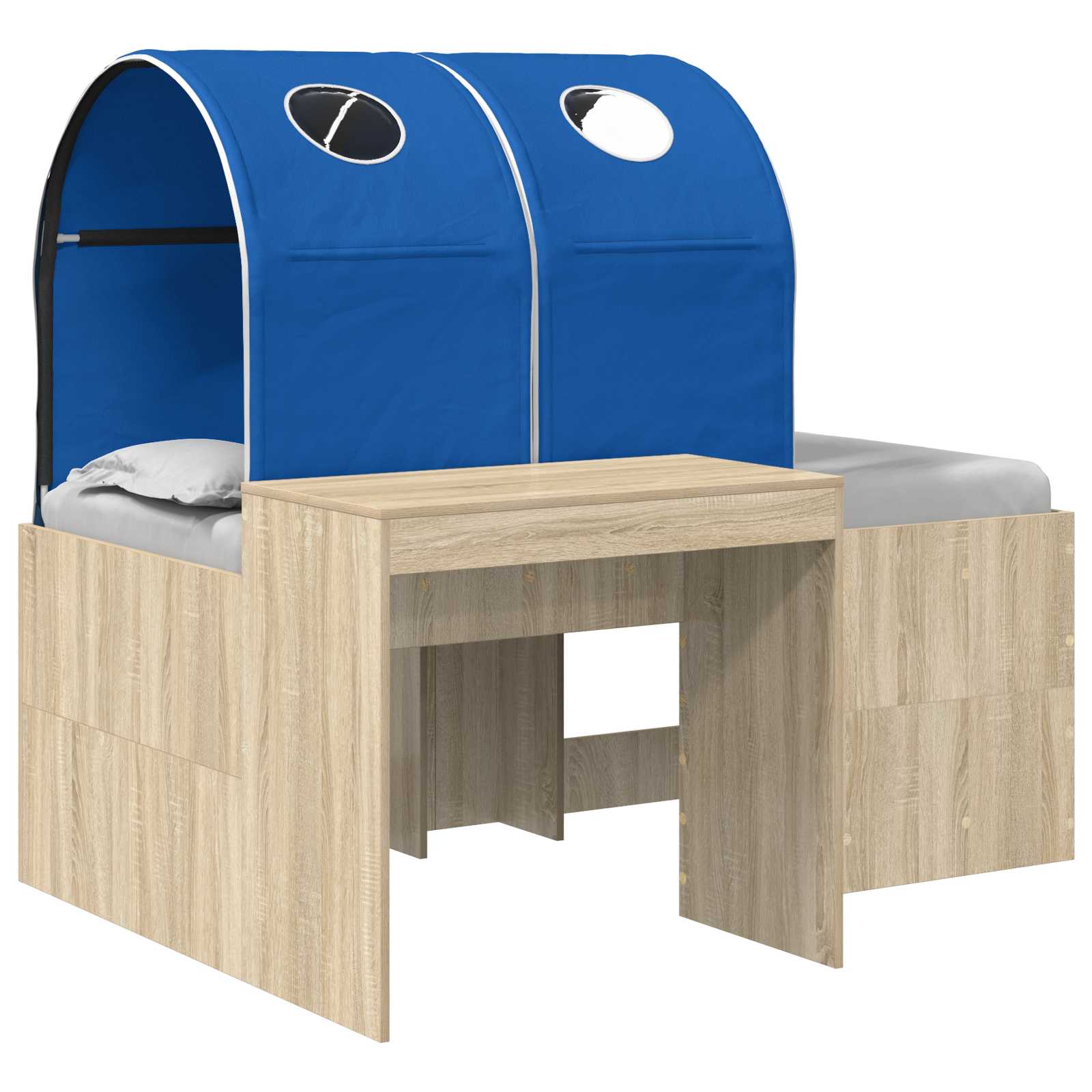Lit avec Tunnel 3 pc Chêne Sonoma et bleu Bois d'ingénierie - XIOS