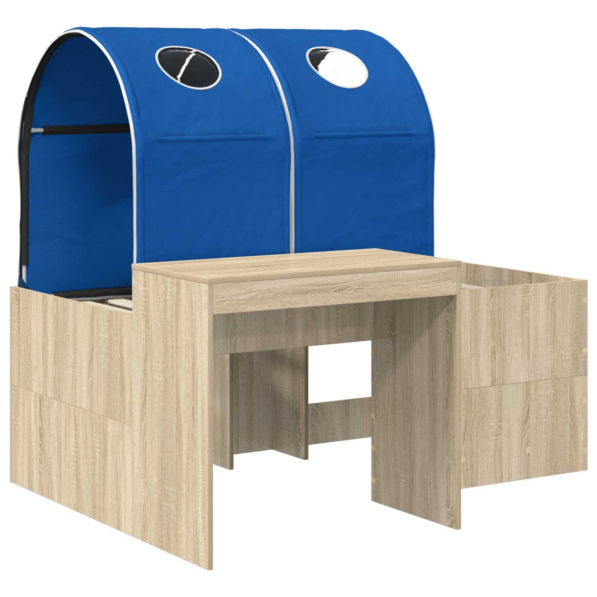 Lit avec Tunnel 3 pc Chêne Sonoma et bleu Bois d'ingénierie - XIOS