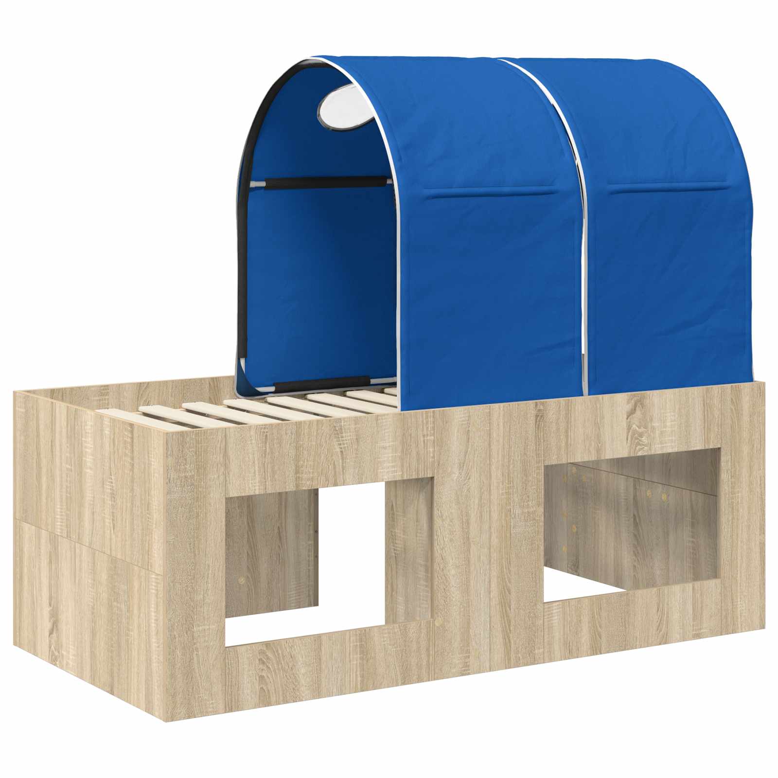 Lit avec Tunnel 3 pc Chêne Sonoma et bleu Bois d'ingénierie - XIOS