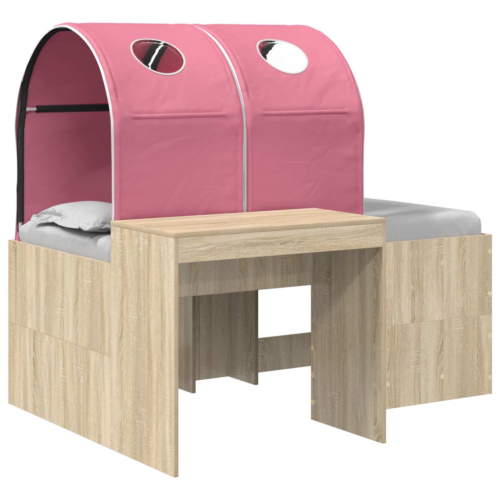 Lit avec Tunnel 3 pc Chêne Sonoma et rose Bois d'ingénierie - XIOS