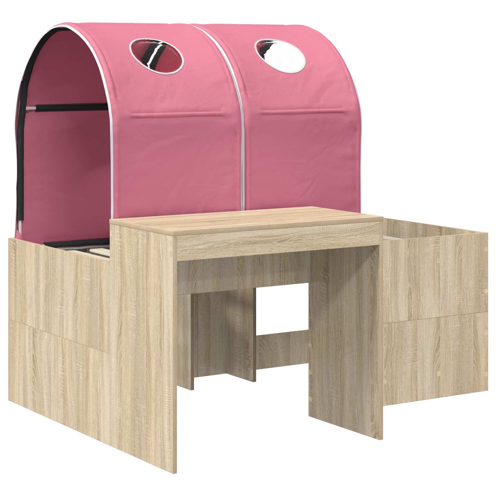 Lit avec Tunnel 3 pc Chêne Sonoma et rose Bois d'ingénierie - XIOS
