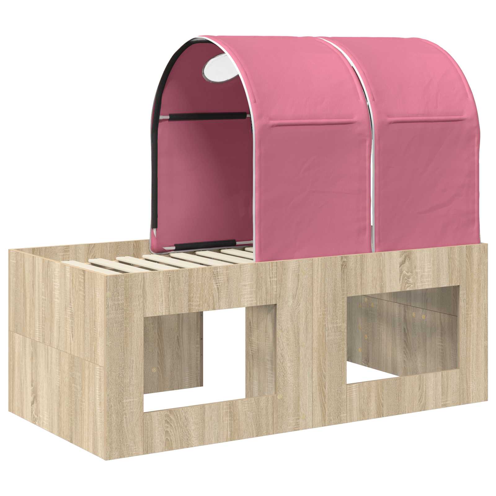 Lit avec Tunnel 3 pc Chêne Sonoma et rose Bois d'ingénierie - XIOS