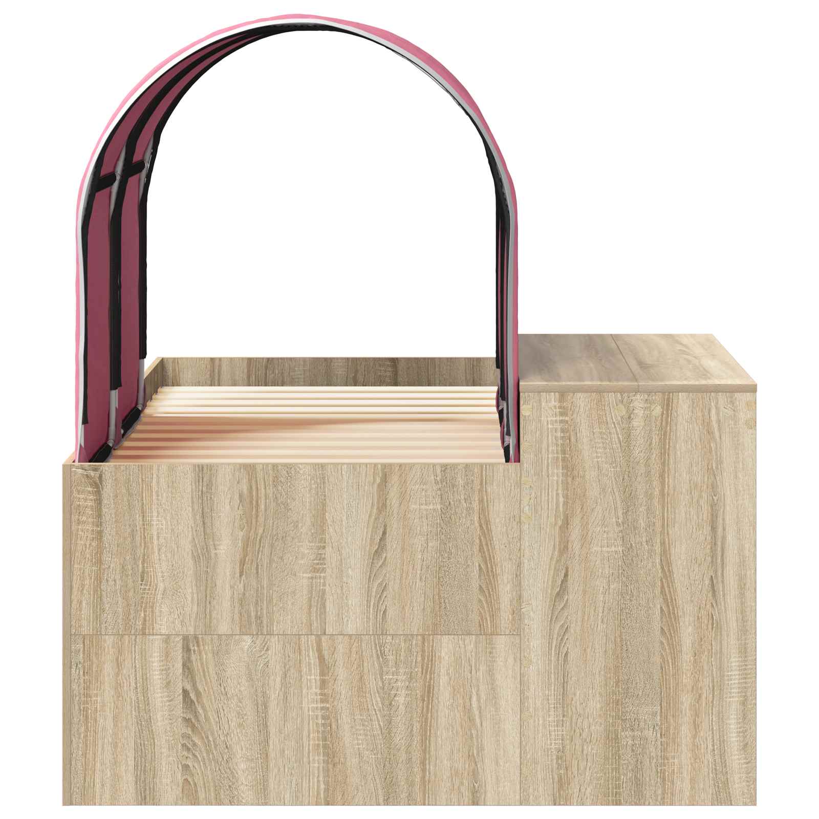 Lit avec Tunnel 3 pc Chêne Sonoma et rose Bois d'ingénierie - XIOS