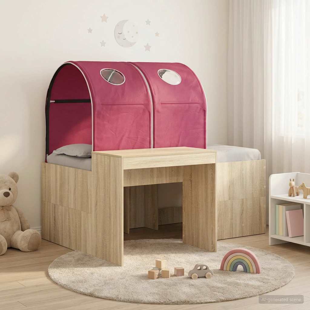 Lit avec Tunnel 3 pc Chêne Sonoma et rouge Bois d'ingénierie - XIOS