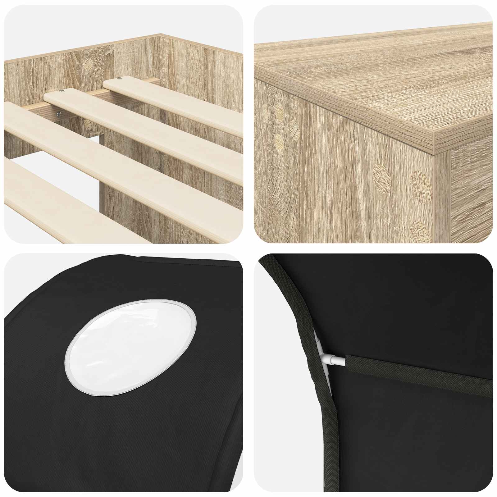 Lit avec Tunnel 3 pc Chêne Sonoma et noir Bois d'ingénierie - XIOS