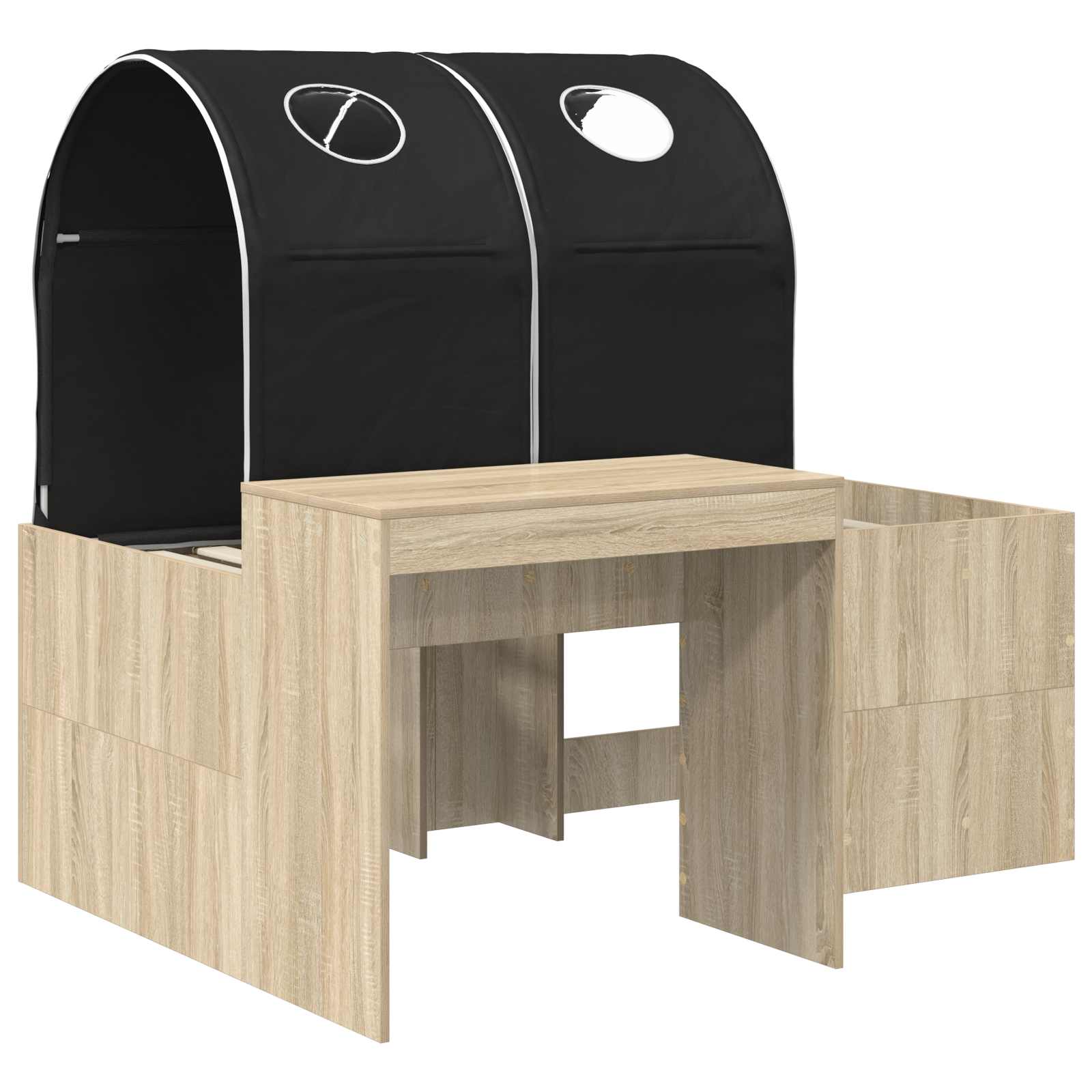 Lit avec Tunnel 3 pc Chêne Sonoma et noir Bois d'ingénierie - XIOS