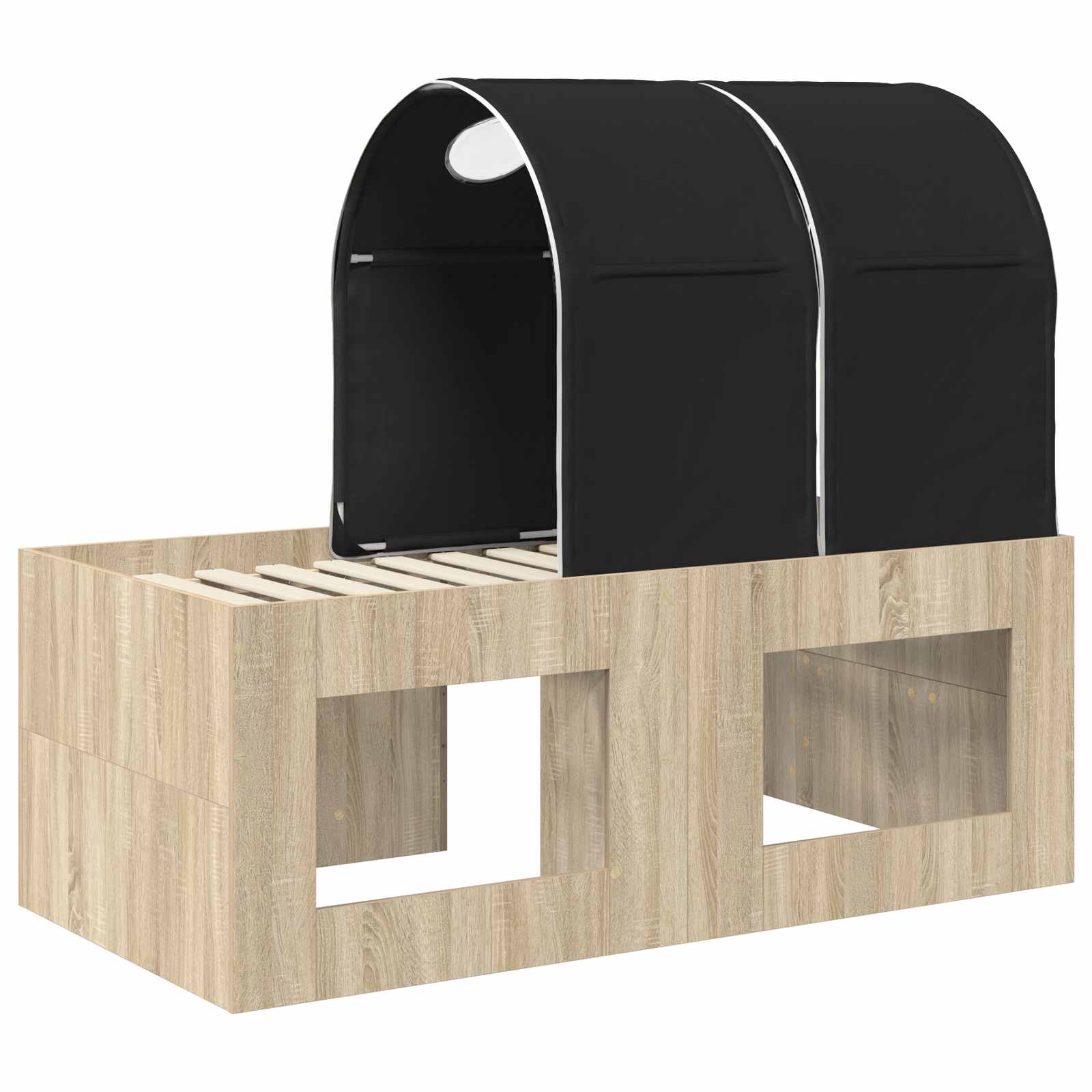 Lit avec Tunnel 3 pc Chêne Sonoma et noir Bois d'ingénierie - XIOS
