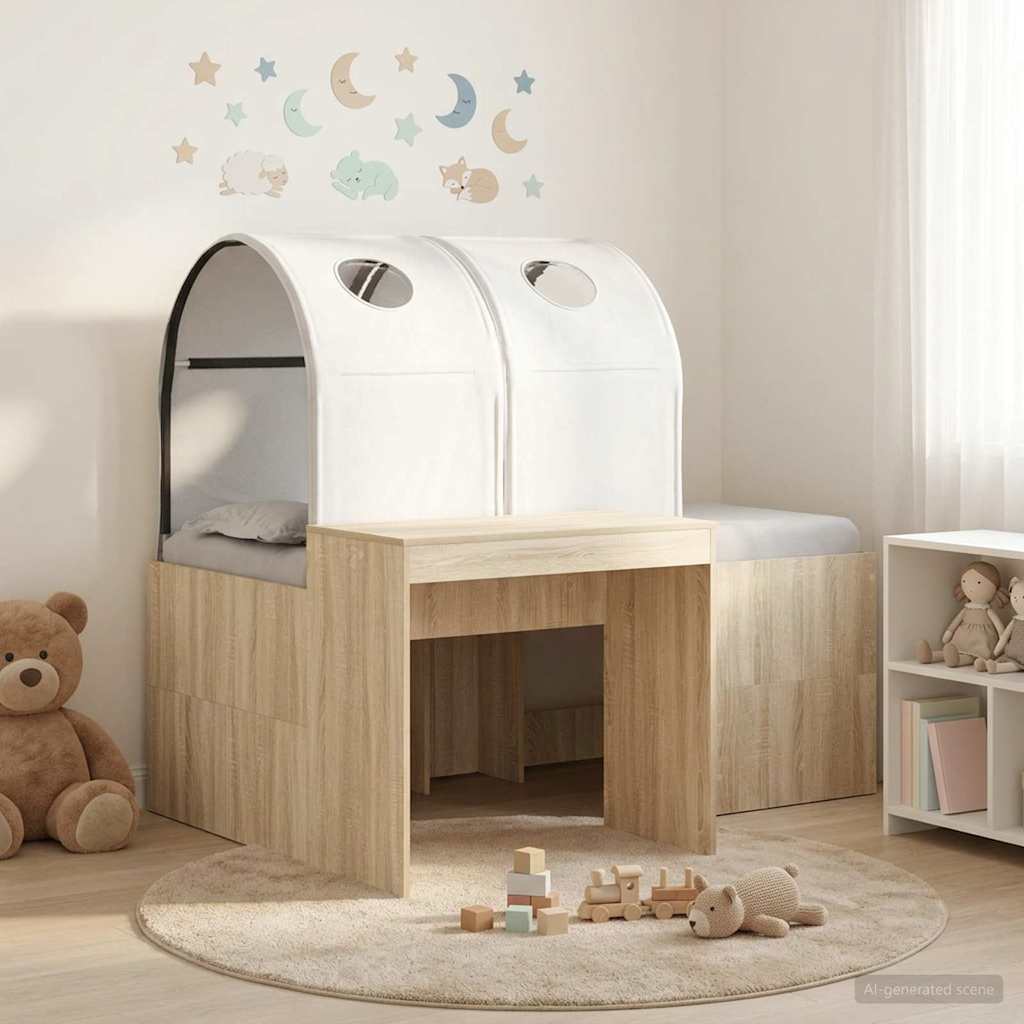 Lit avec Tunnel 3 pc Chêne Sonoma et blanc Bois d'ingénierie - XIOS