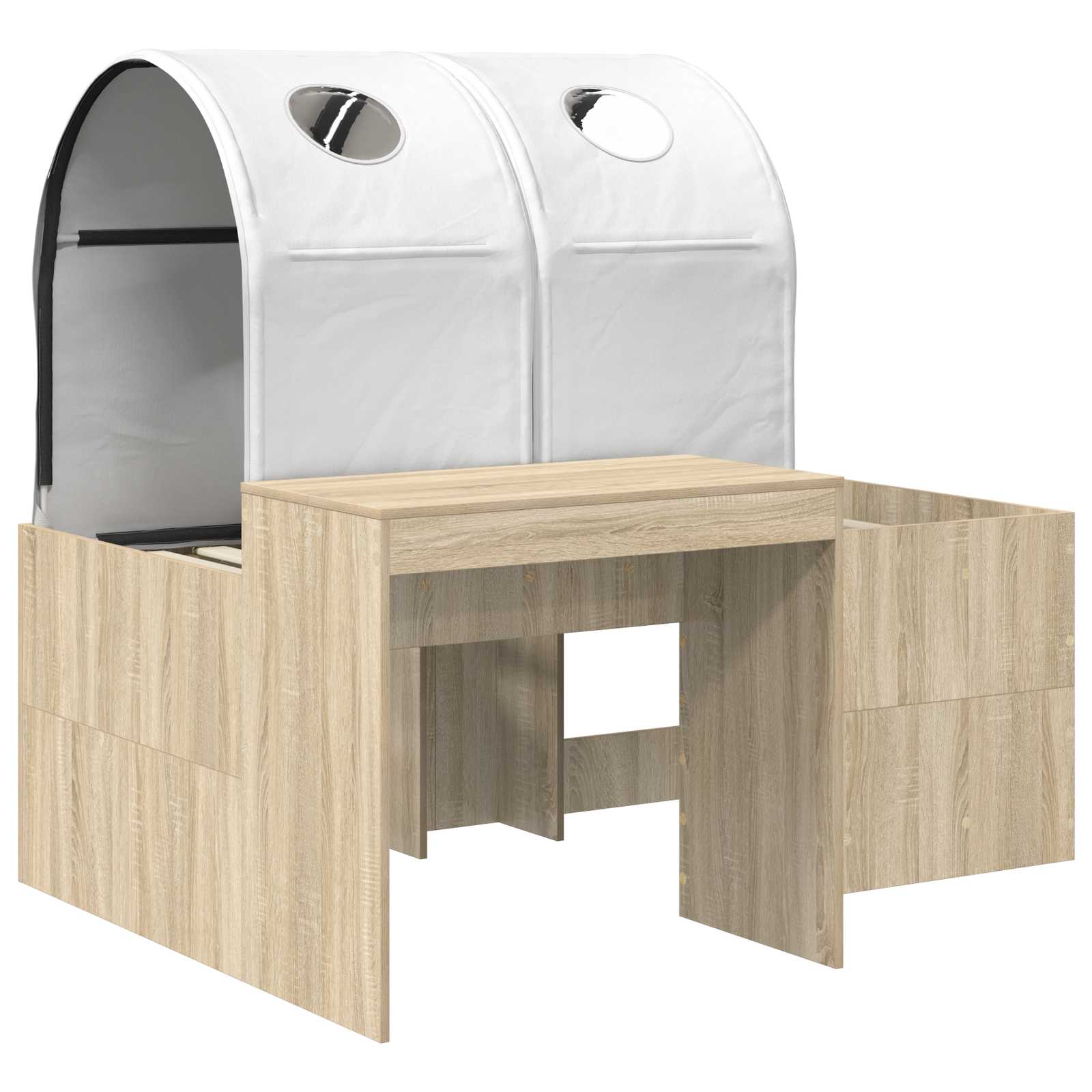 Lit avec Tunnel 3 pc Chêne Sonoma et blanc Bois d'ingénierie - XIOS