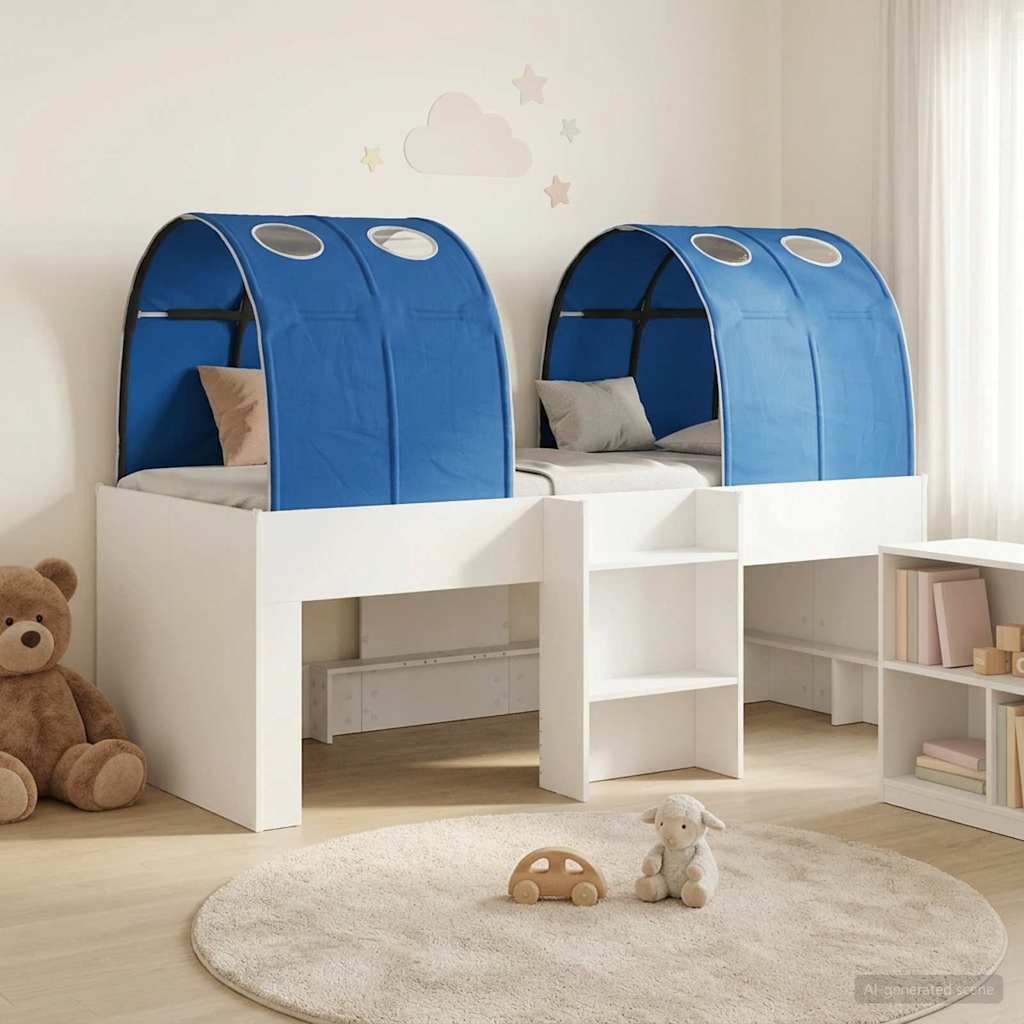 Lit avec Tunnel 4 pc Blanc et bleu Bois d'ingénierie - XIOS