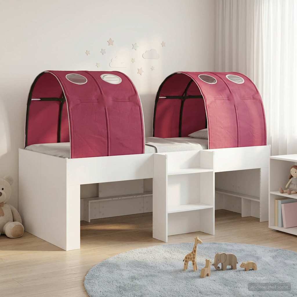 Lit avec Tunnel 3 pc Blanc et rouge Bois d'ingénierie - XIOS