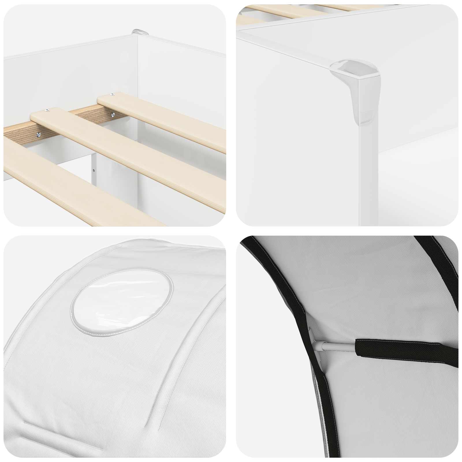 Lit avec Tunnel 3 pc Blanc Bois d'ingénierie - XIOS