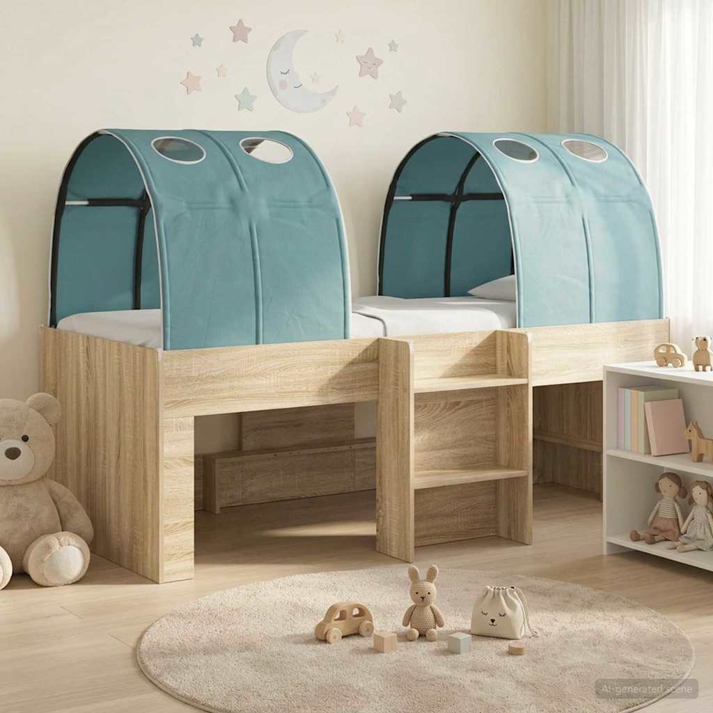Lit avec Tunnel 3 pc Chêne Sonoma et bleu clair - XIOS