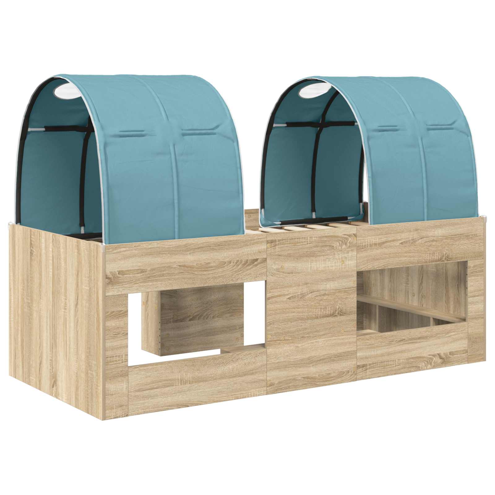 Lit avec Tunnel 3 pc Chêne Sonoma et bleu clair - XIOS