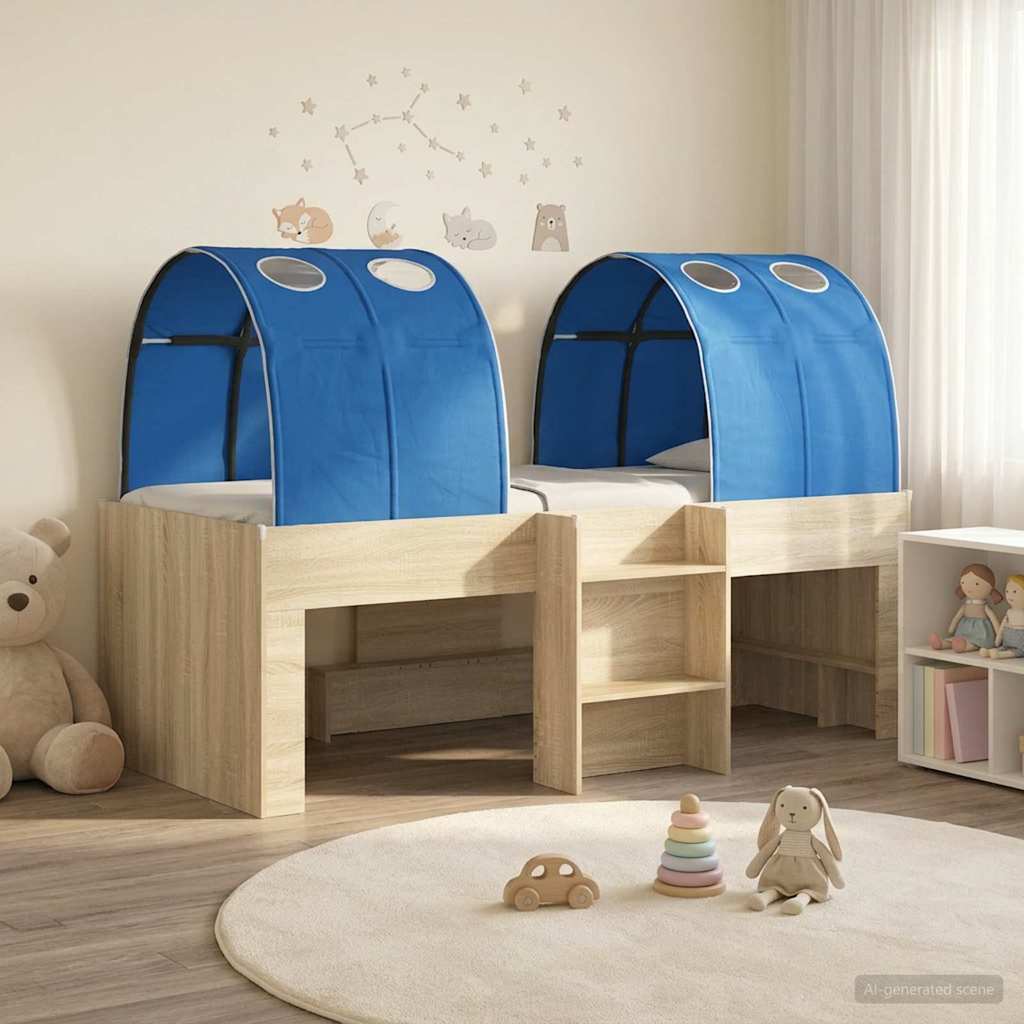 Lit avec Tunnel 4 pc Chêne Sonoma et bleu Bois d'ingénierie - XIOS